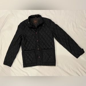 Men's Quilted Jacket Black with Fleece Lining Small